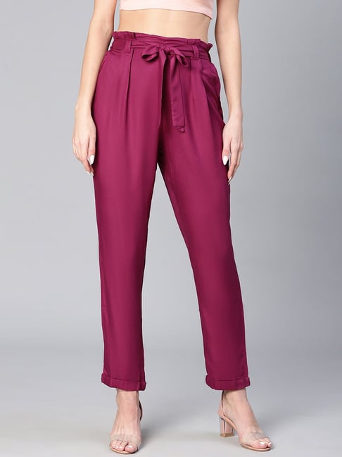 Oxolloxo Maroon Tapered Fit Pants