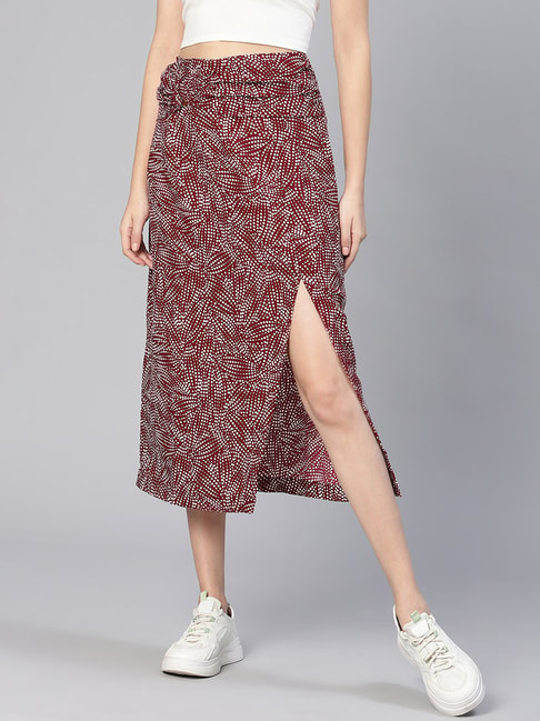 Oxolloxo Maroon Printed Skirt Price in India
