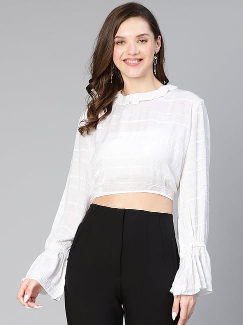 Oxolloxo White Regular Fit Crop Top