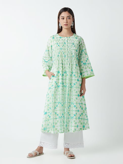 Utsa by Westside Green Printed A-Line Kurta Price in India