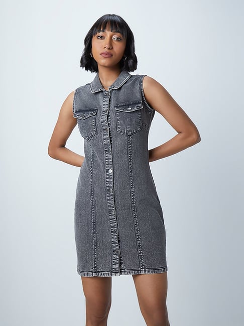 Nuon by Westside Grey Denim Shirtdress Price in India