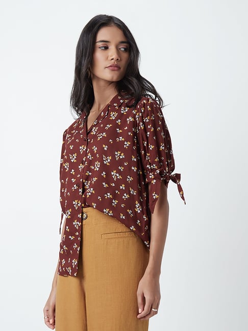 LOV by Westside Brown Floral-Patterned Blouse Price in India