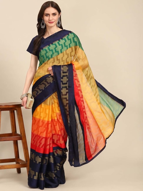 READIPRINT FASHIONS Multicolored Woven Saree With Unstitched Blouse Price in India