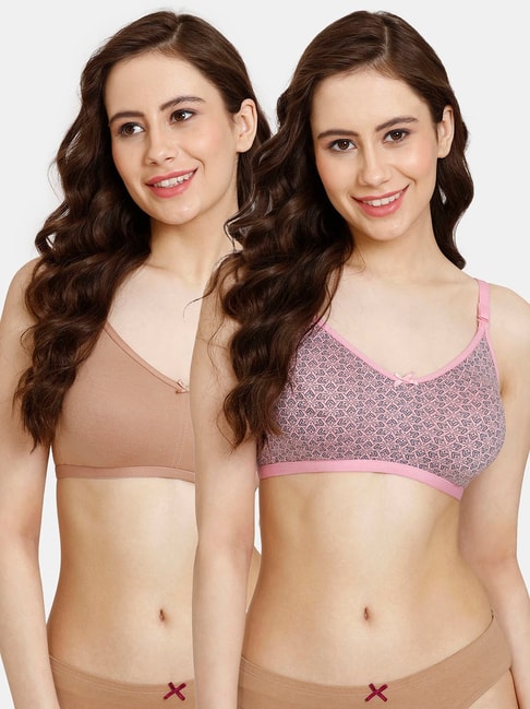 Rosaline by Zivame Multicolor  Printed Half Coverage Double Layered T-Shirt Bra - Pack of 2 Price in India