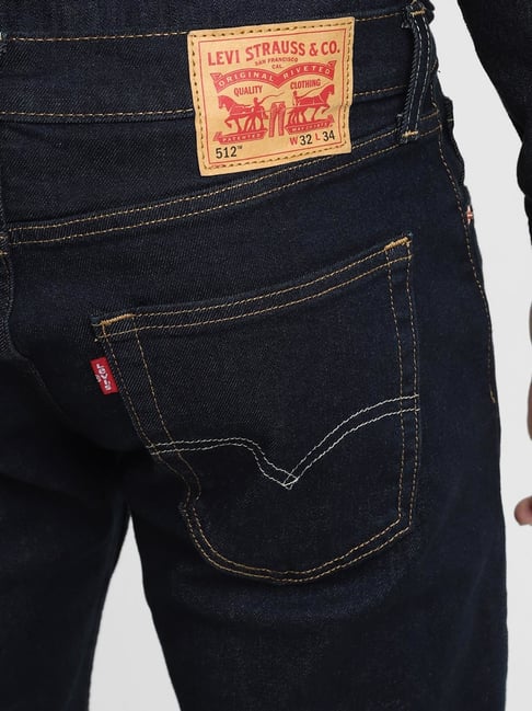 Levi's 512 Dark Indigo Blue Cotton Slim Fit Jeans