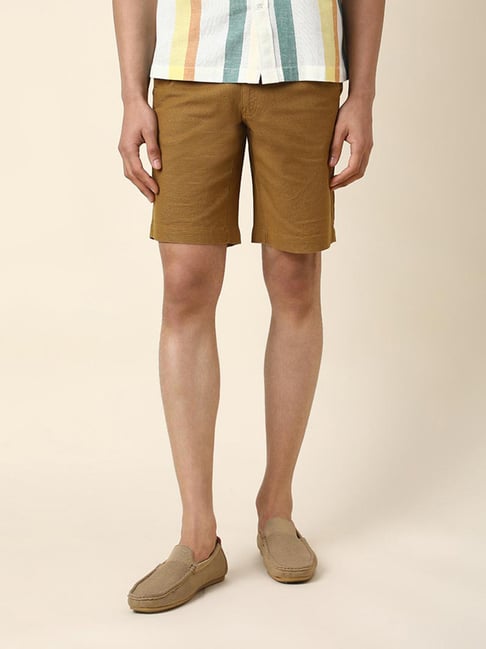 Fabindia Khaki Comfort Fit Chino Shorts-picture-45