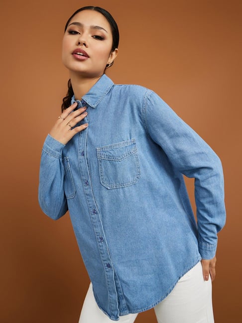 Love Cherish - We all need a Denim Shirt in our Spring/Summer wardrobe &  our Sheena Longline Denim Shirt (Medium Wash) is the perfect one! In sizes  8-16 & €45! You cannot