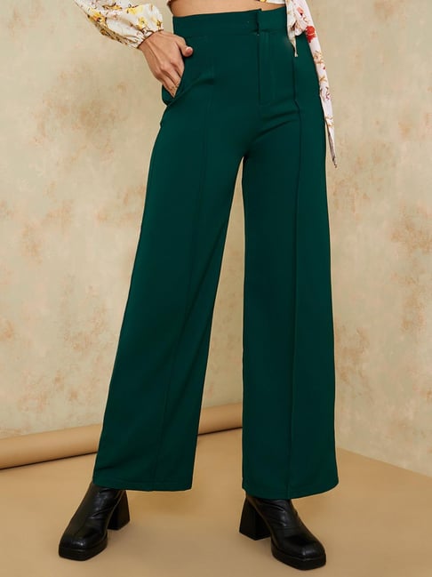 Styli Green Straight Fit Trousers