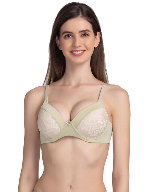 Candyskin Green Lace Full Coverage T-Shirt Bra Price in India