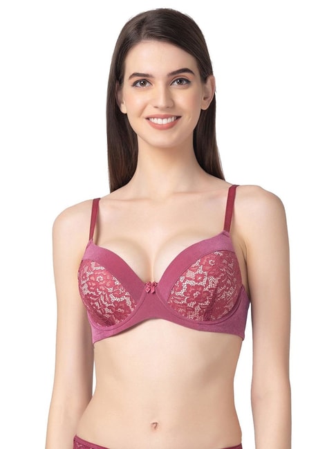 Candyskin Maroon Lace Full Coverage T-Shirt Bra Price in India
