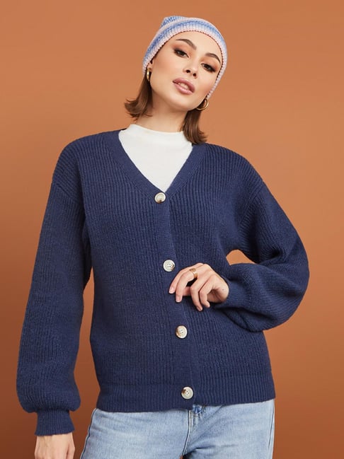 Buy Styli Navy Regular Fit Sweater for Women Online Tata CLiQ