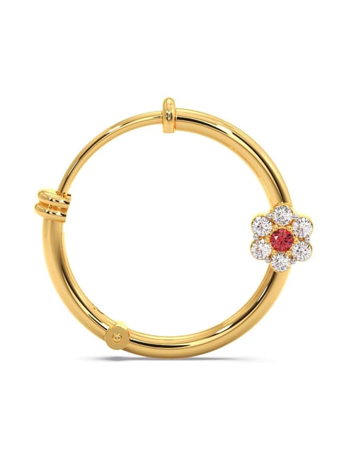 Buy Candere By Kalyan Jewellers 18k Gold And Diamond Nose Ring Online At Best Price Tata Cliq