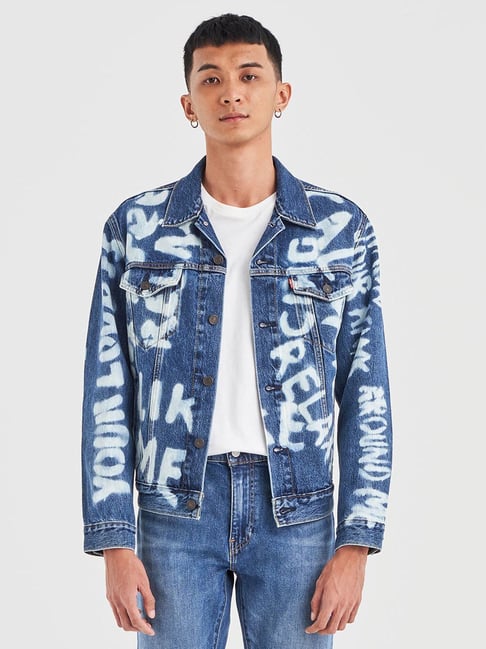 Printed denim jacket - Light denim blue/Nicki Minaj - Men | H&M
