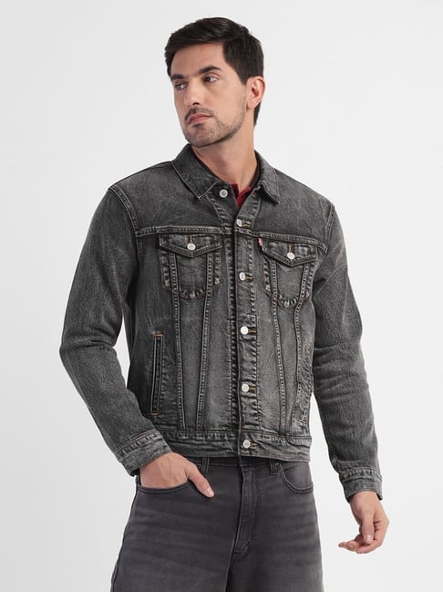 Buy Hubberholme Charcoal Grey Cotton Regular Fit Denim Jacket for Mens  Online @ Tata CLiQ