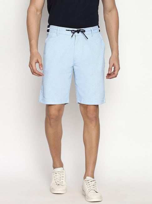 Van Heusen Athleisure Regular Fit Functional Pocket Soft Touch Solid Chino Shorts - Sky Blue-picture-23