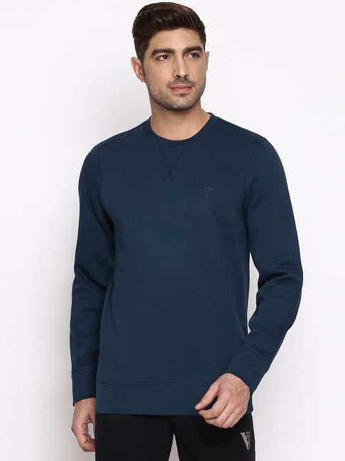 Van Heusen Athleisure Regular Fit Ultra Soft Crew Neck Solid Sweatshirt - Teal-picture-40