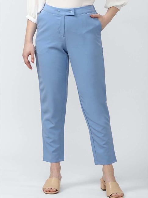 Van Heusen Blue Mid Rise Trousers