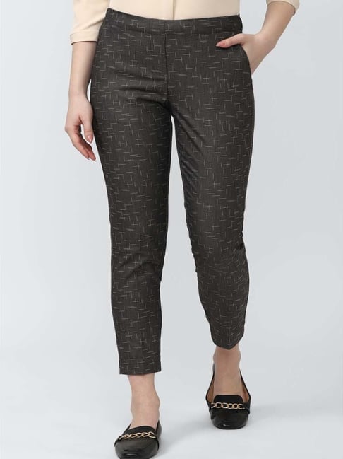 Van Heusen Grey Printed Trousers