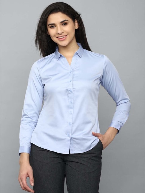 Allen Solly Blue Cotton Regular Fit Shirt Price in India
