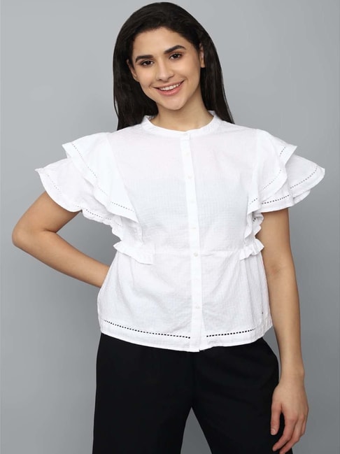 Allen Solly White Cotton Self Pattern Shirt Price in India