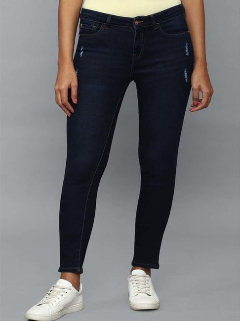 Allen Solly Navy Cotton Mid Rise Jeans