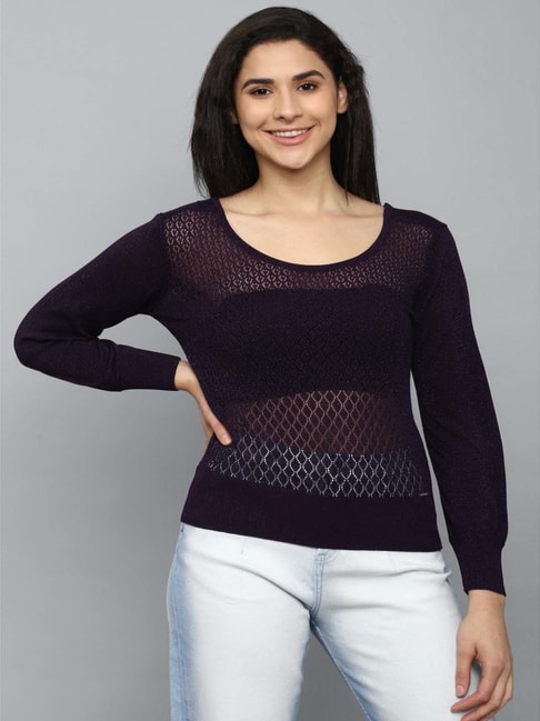 Allen Solly Purple Self Pattern Top Price in India