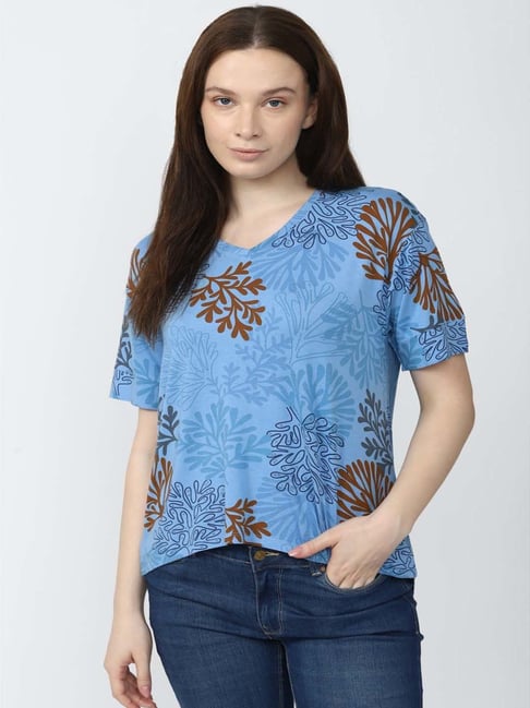 Van Heusen Blue Printed Top Price in India