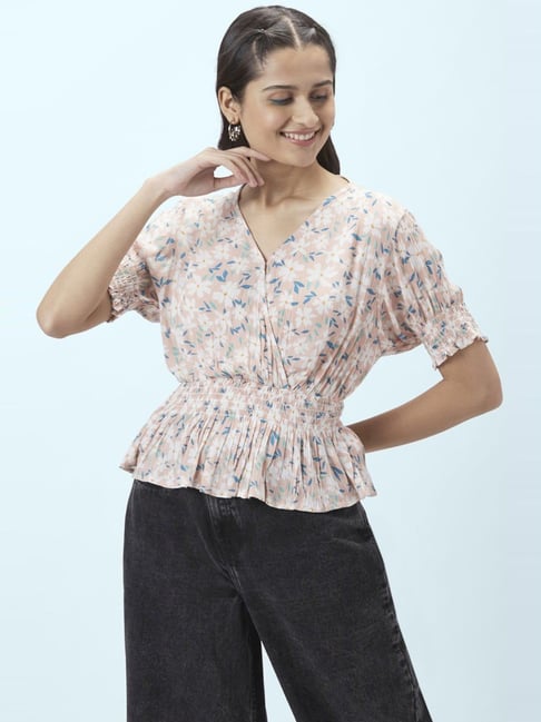 People by Pantaloons Pink Cotton Top