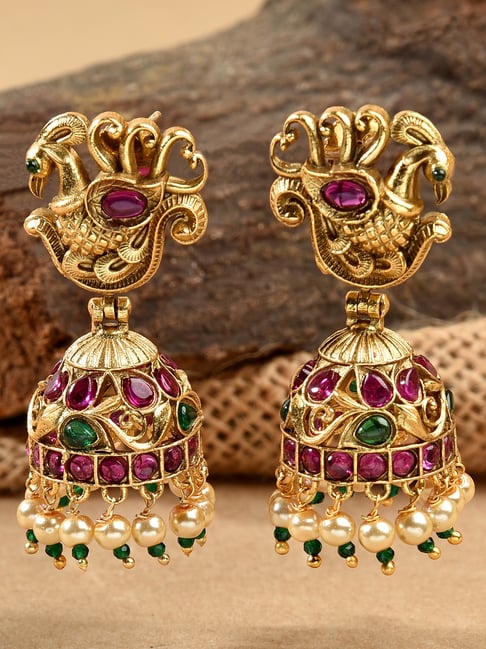 Gold Plated Pendant Set in Silver | Crafted with Traditional Indian Jadau  Technique