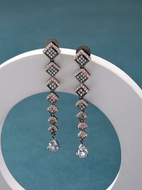 Estoril Earrings - Art Deco Inspired Diamond & Onyx Earrings