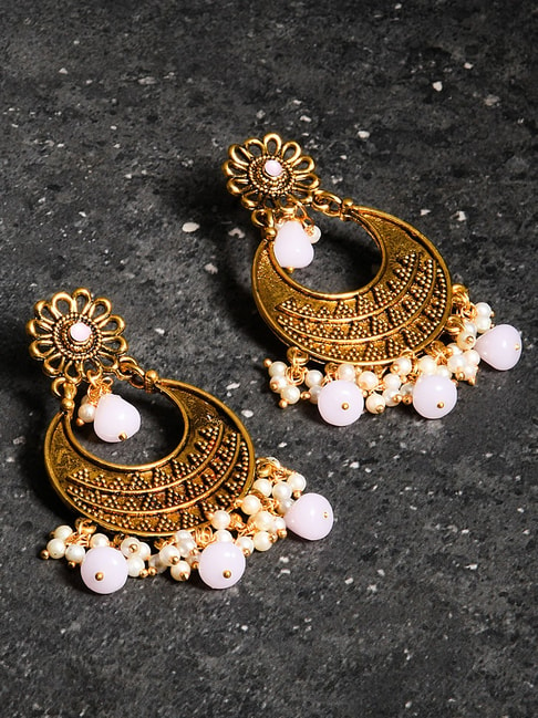 Latest Beautiful Design Floral Long Attractive Premium Gold Platted Earrings  Jewellery - African Boutique