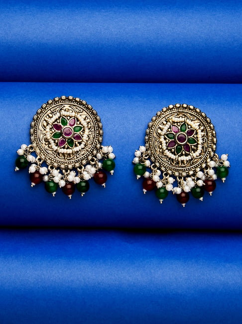 Light and Elegant Ruby and Pearl Earrings in Gold Plated Silver ER 407