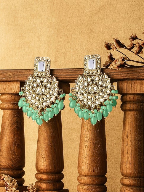 Buy CRUNCHY FASHION Meenakari Jewellery Traditional Silver Green Kundan  Stylish Fancy Party Wear Jhumka Earrings Online at Best Prices in India -  JioMart.