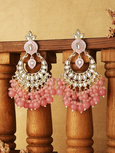 Light Pink Kundan Chandbali Earrings/meenakari Earrings/punjabi Earrings/indian  Jhumki/pakistani Jewelry/bollywood Kundan Jewelry - Etsy