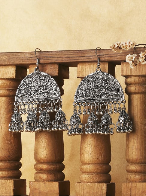 Fida Afghni Hook Silver Dangler Earrings-picture-28