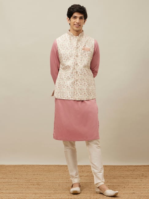 Kurta pajama with hot sale nehru jacket manyavar