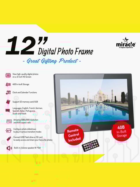 Miracle Digital 12 inch Digital Photo Frame HighDef Screen Built in