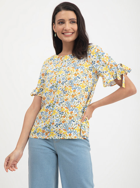 Fablestreet Multicolor Floral Print Top Price in India