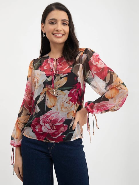 Fablestreet Multicolor Floral Print Top Price in India