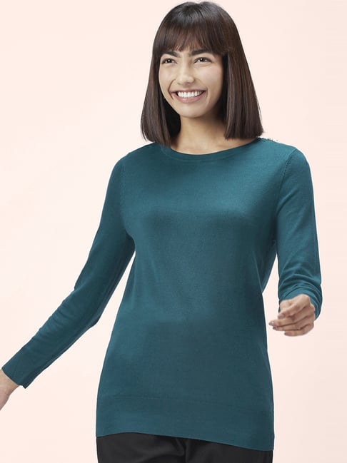 Annabelle by Pantaloons Teal Blue Full Sleeves Top