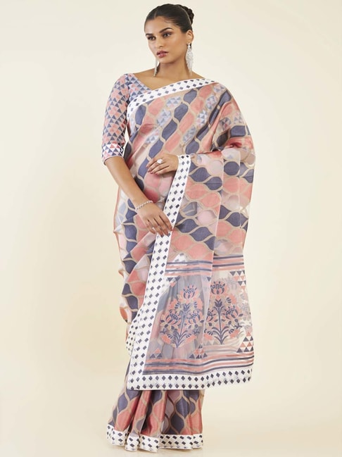 Soch Multicolour Printed Saree With Unstitched Blouse Price in India