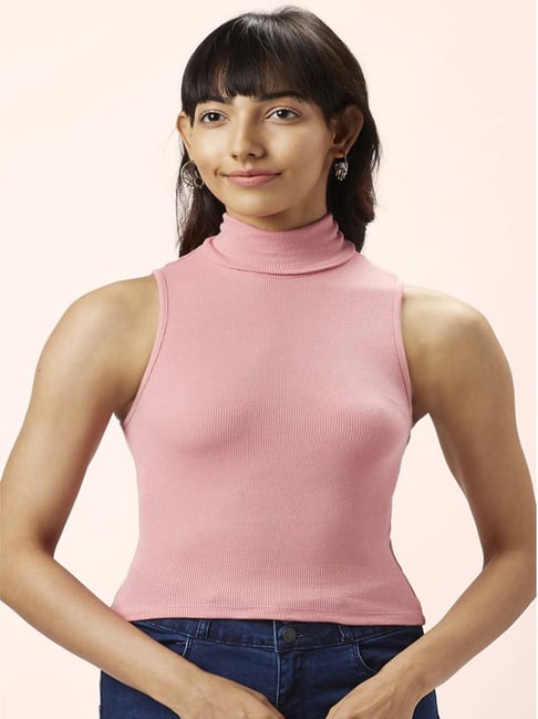 Buy People by Pantaloons Pink Slim Fit Top for Women Online @ Tata CLiQ