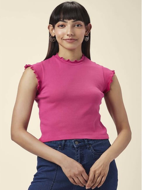 Buy People by Pantaloons Pink Cotton Printed Top for Women Online @ Tata  CLiQ
