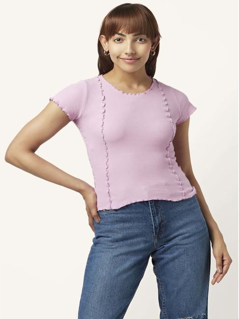 Buy People by Pantaloons Pink Slim Fit Top for Women Online @ Tata CLiQ