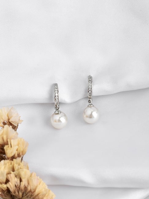 Joker and Witch Vesta Pearl White Drop Earrings