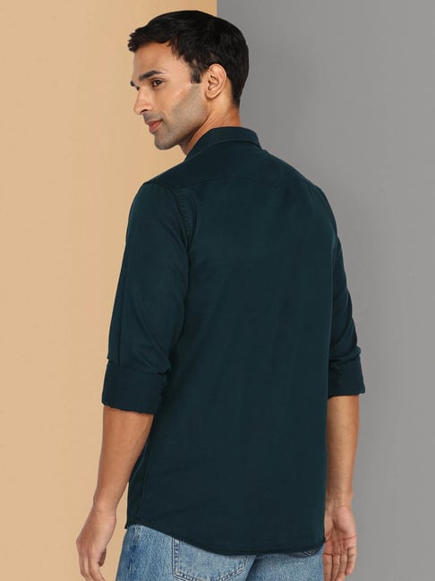Buy Kuons Avenue Teal Slim fit Denim Shirt for Men Online @ Tata CLiQ