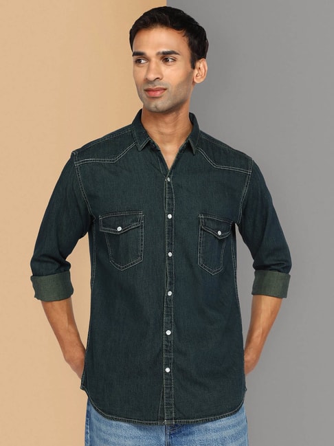 Buy LOVE THY DENIM Men Light Green Solid Lycra Blend Party Shirts (XXL)  Online at Best Prices in India - JioMart.