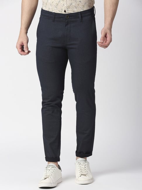 Ultimate Wool Elasticated SlimLeg Trousers Navy  Welcome to the Fold LTD