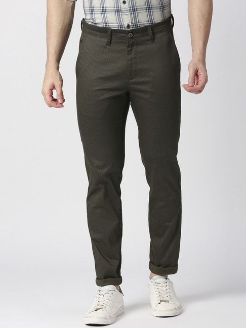 Men Olive Casual Trousers