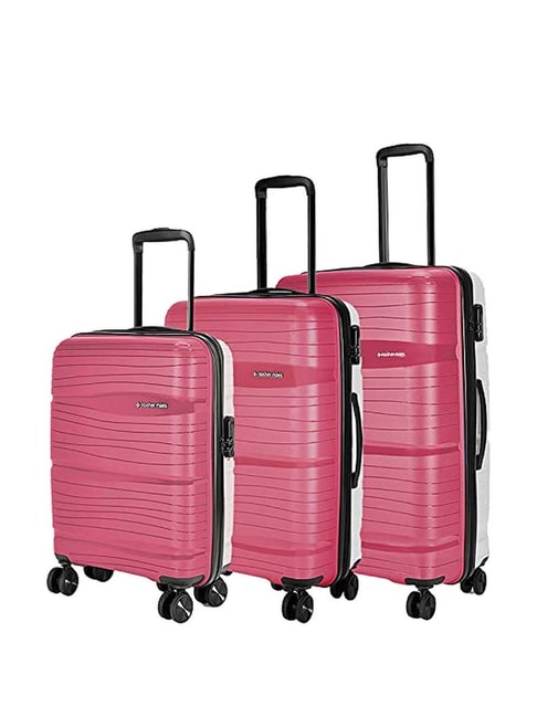 Buy CARRIALL Notch Set of 3 Polycarbonate Silver Trolley Bags(55 cm,65  cm,75 cm)With 8 Wheels And TSA Lock | Shoppers Stop